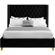 Pemberly Row Contemporary Black Velvet King Bed - 88