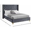 Pemberly Row Contemporary Gray Velvet Queen Bed - 72