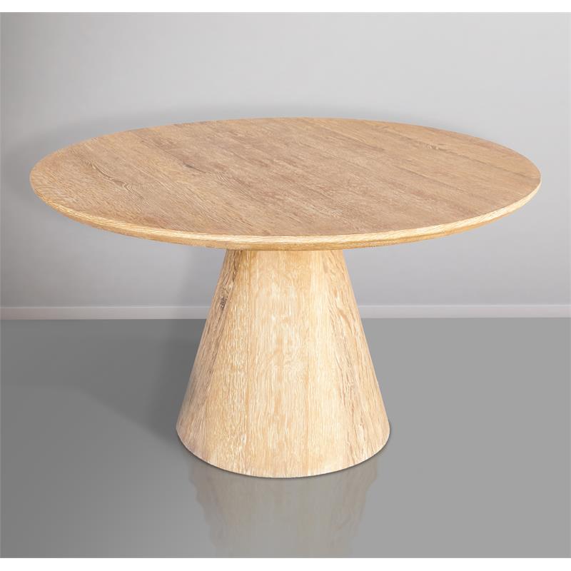 Pemberly Row Mid-Century White Oak Dining Table with Tapered Elegant Base