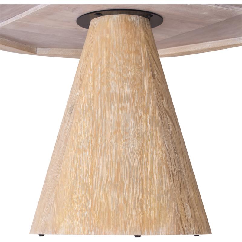 Pemberly Row Mid-Century White Oak Dining Table with Tapered Elegant Base