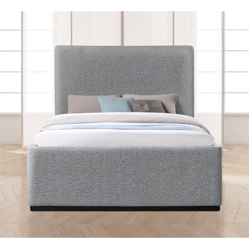 Pemberly Row Contemporary Gray Fabric Queen Bed - 65.5