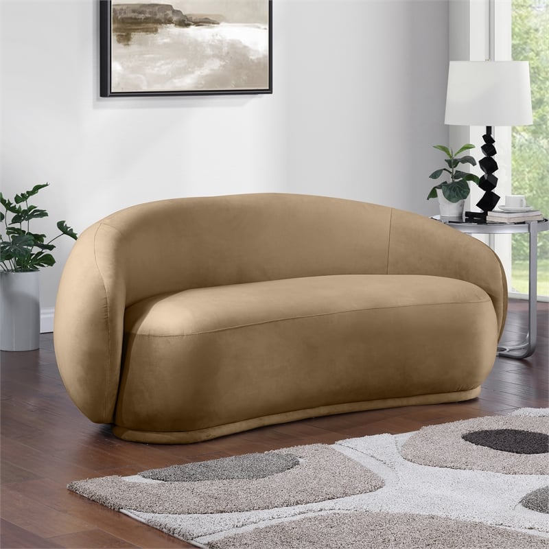Pemberly Row Contemporary Beige Velvet Loveseat - 77