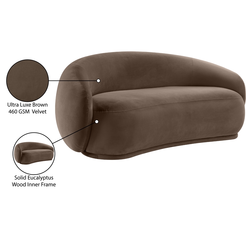 Pemberly Row Contemporary Brown Velvet Loveseat - 77