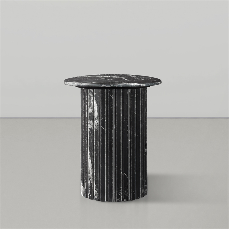 Pemberly Row Contemporary Black Marble End Table - 18
