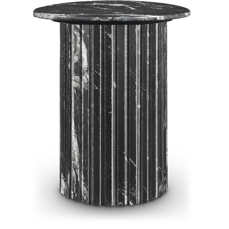 Pemberly Row Contemporary Black Marble End Table - 18