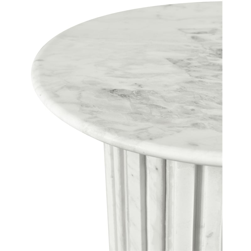Pemberly Row Contemporary White Marble End Table - 18