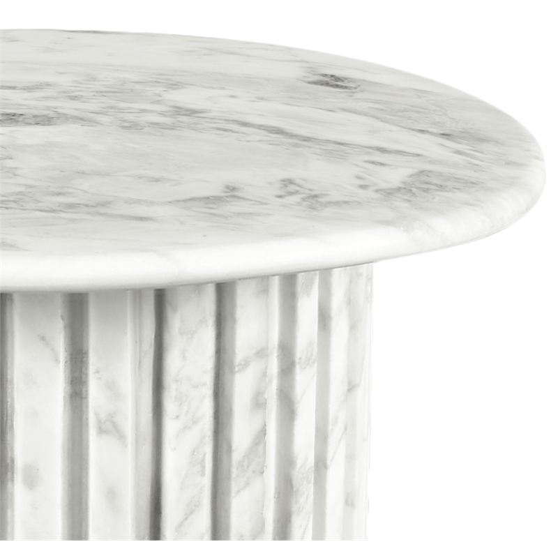 Pemberly Row Contemporary White Marble End Table - 18