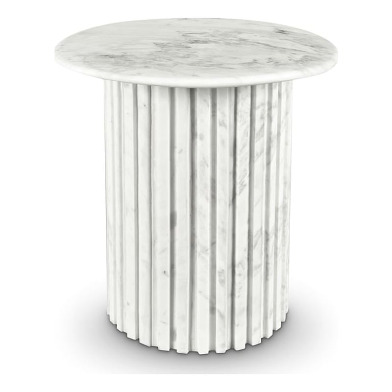 Pemberly Row Contemporary White Marble End Table - 18