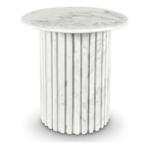 Pemberly Row Contemporary White Marble End Table - 18&quotW x 18&quotD x 20&quotH