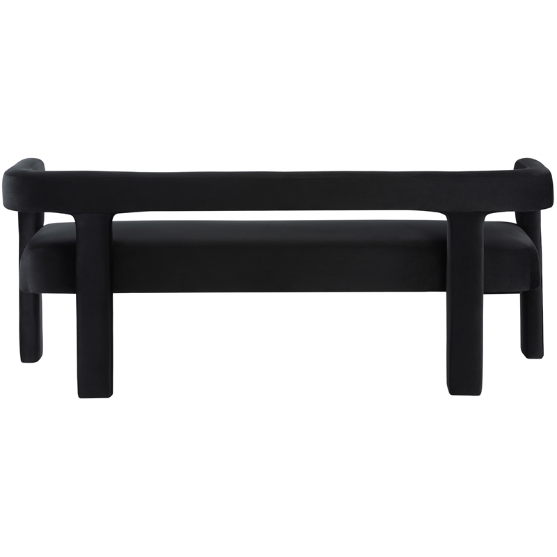 Pemberly Row Contemporary Soft Black Velvet Bench - 66.5