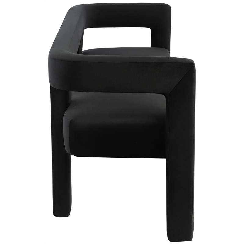 Pemberly Row Contemporary Soft Black Velvet Bench - 66.5
