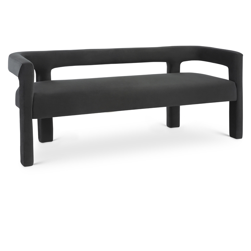 Pemberly Row Contemporary Soft Black Velvet Bench - 66.5