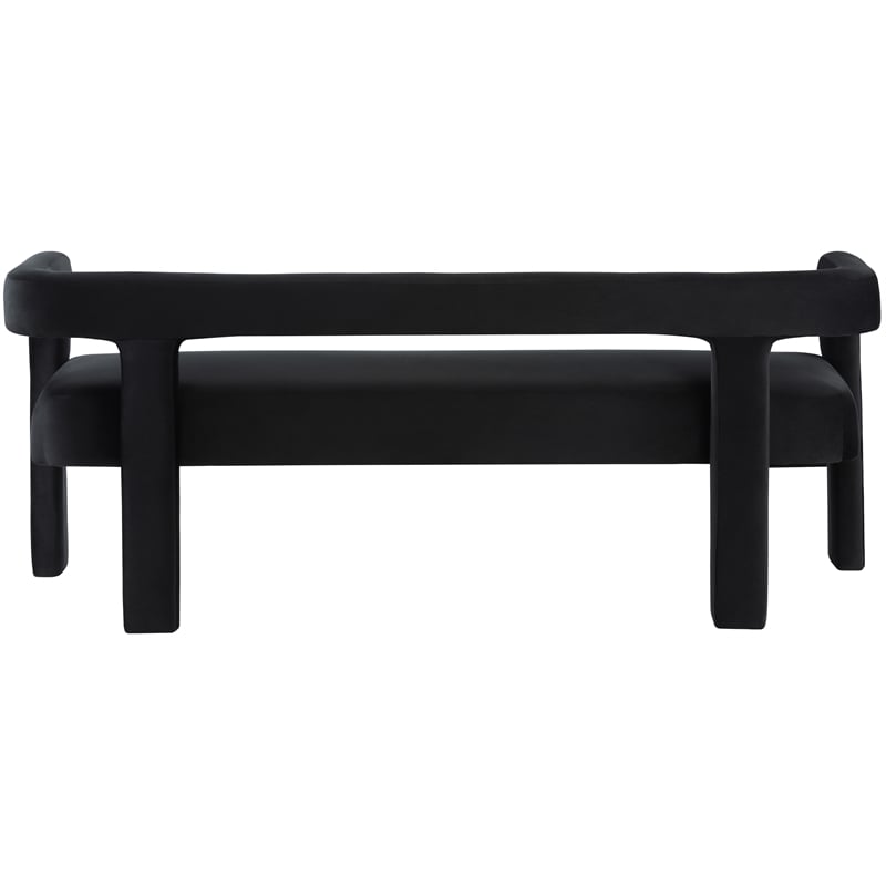 Pemberly Row Contemporary Soft Black Velvet Bench - 66.5
