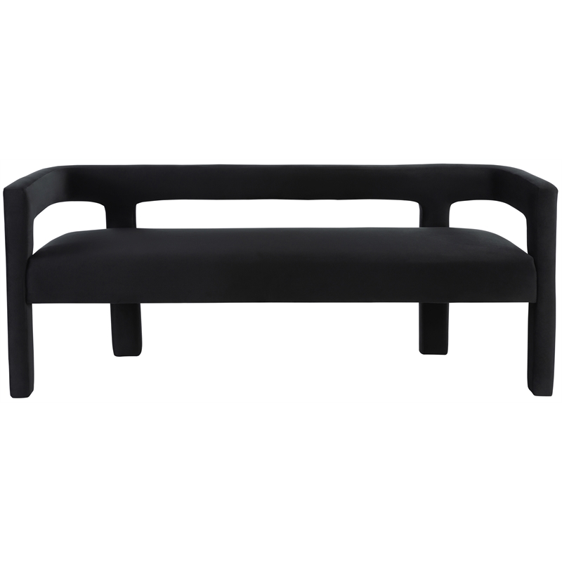 Pemberly Row Contemporary Soft Black Velvet Bench - 66.5