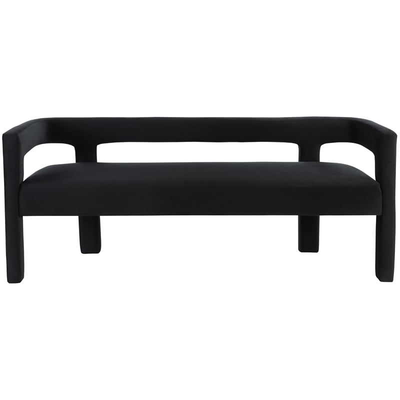Pemberly Row Contemporary Soft Black Velvet Bench - 66.5
