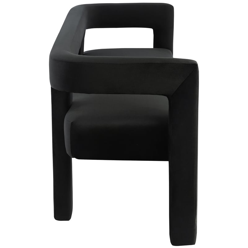 Pemberly Row Contemporary Soft Black Velvet Bench - 66.5