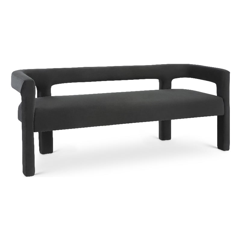 Pemberly Row Contemporary Soft Black Velvet Bench - 66.5