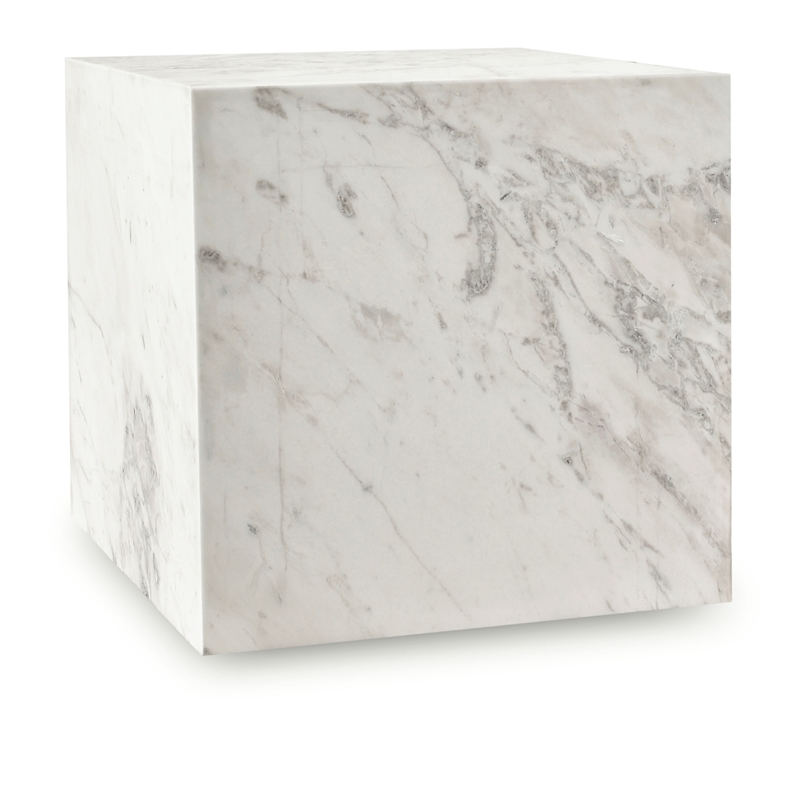 Pemberly Row Contemporary White Marble End Table - 18