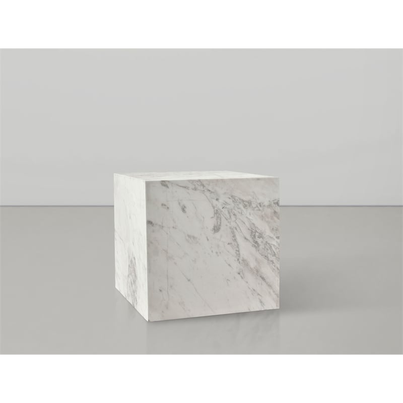 Pemberly Row Contemporary White Marble End Table - 18