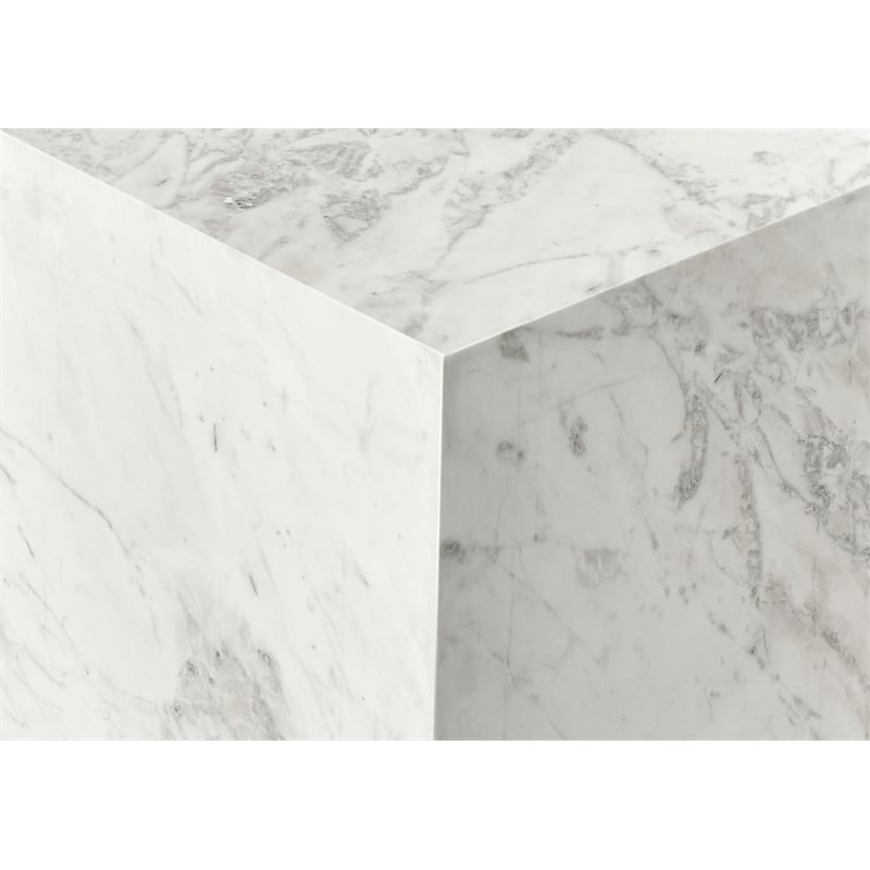 Pemberly Row Contemporary White Marble End Table - 18