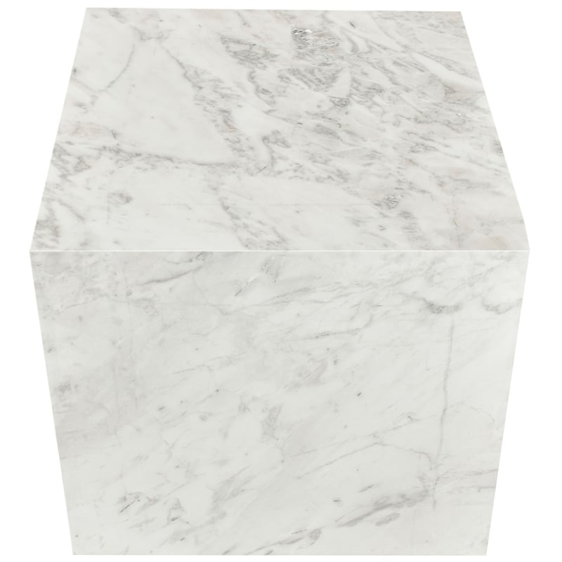 Pemberly Row Contemporary White Marble End Table - 18