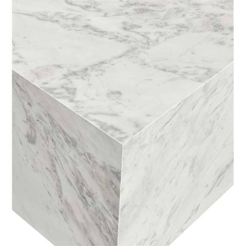Pemberly Row Contemporary White Marble End Table - 18