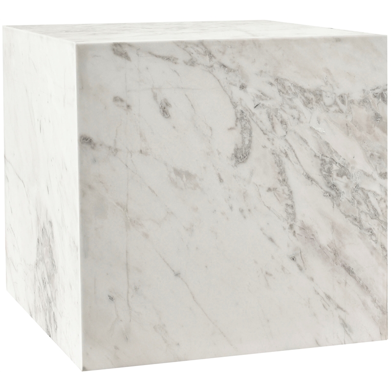 Pemberly Row Contemporary White Marble End Table - 18