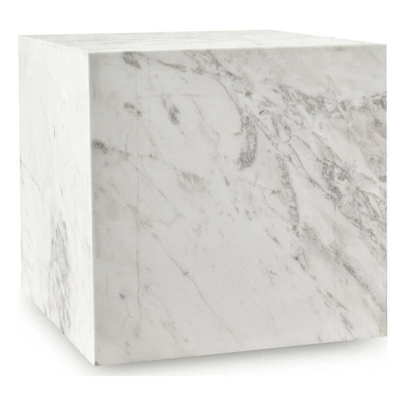 Pemberly Row Contemporary White Marble End Table - 18