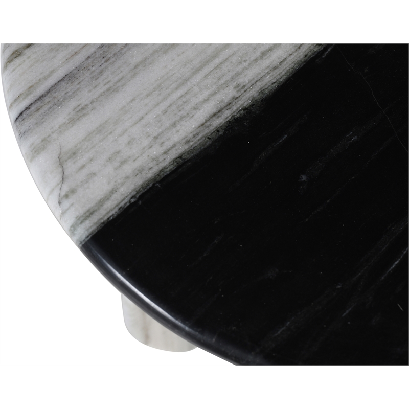 Pemberly Row Contemporary Panda Marble End Table - 20