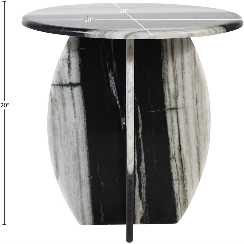 Pemberly Row Contemporary Panda Marble End Table - 20