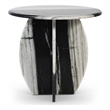 Pemberly Row Contemporary Panda Marble End Table - 20