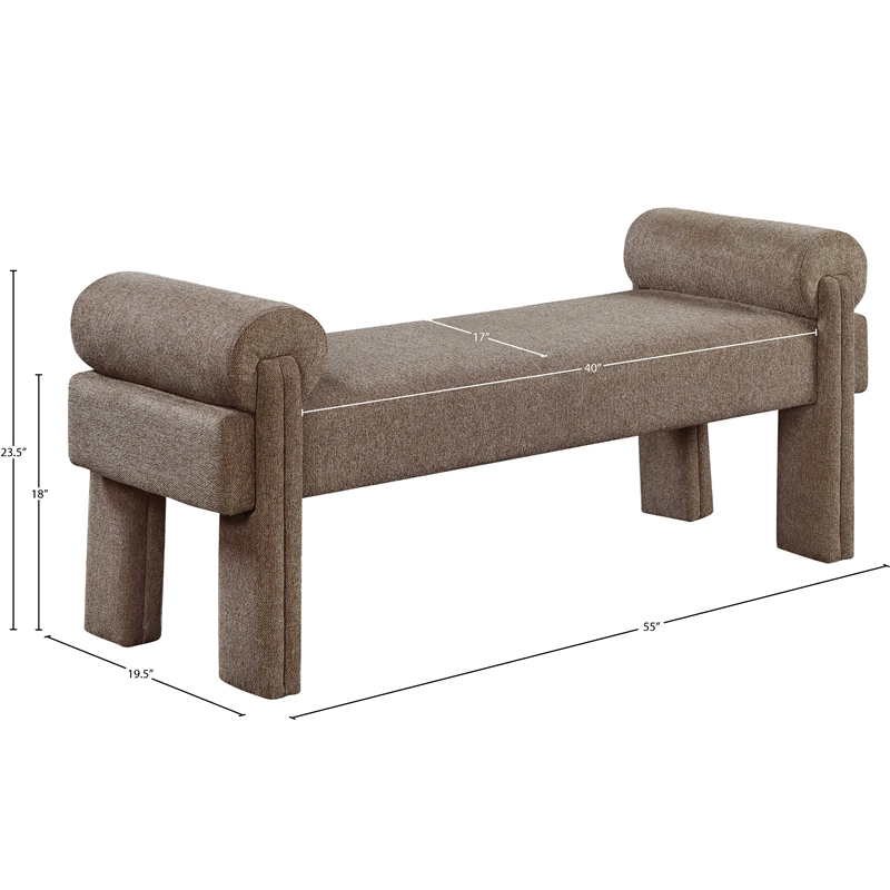 Pemberly Row Contemporary Soft Brown Fabric Bench - 55