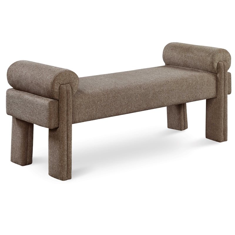 Pemberly Row Contemporary Soft Brown Fabric Bench - 55