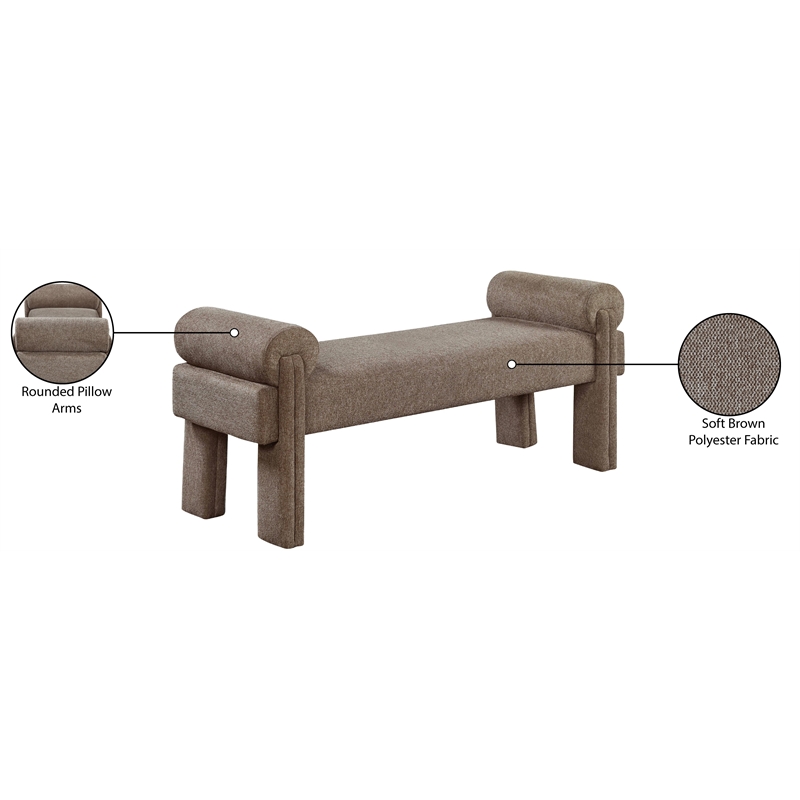 Pemberly Row Contemporary Soft Brown Fabric Bench - 55