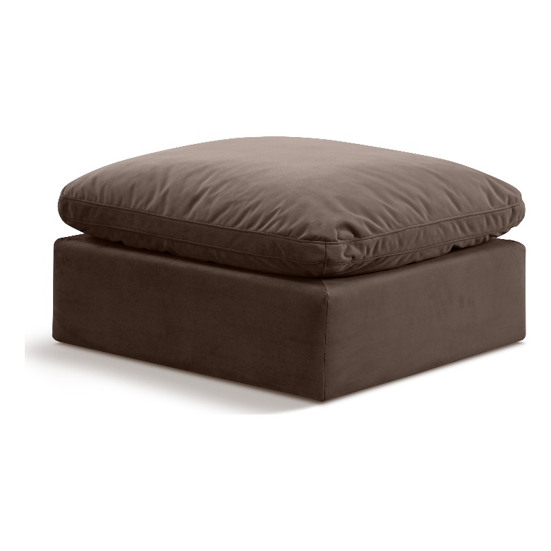 Pemberly Row Contemporary Velvet Ottoman in Brown - 18.5