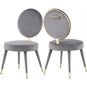 Pemberly Row Contemporary Gray Velvet Dining Chair - 18.9&quotW x 17.4&quotD x 17.8&quotH