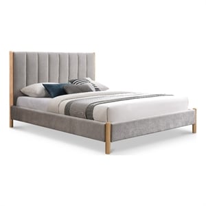 Pemberly Row Mid-Century Soft Gray Fabric Full Bed - 61&quotW x 82&quotD x 47&quotH