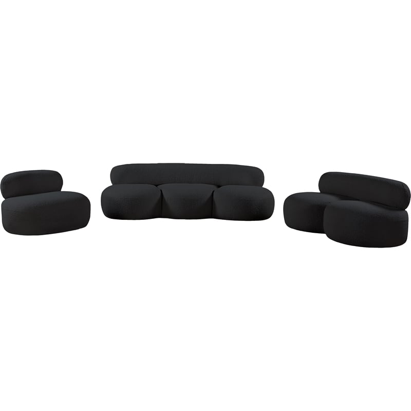 Pemberly Row Contemporary Black Boucle Fabric Sofa - 88.5