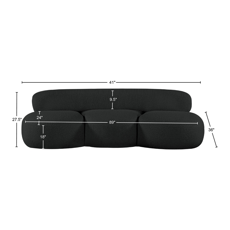 Pemberly Row Contemporary Black Boucle Fabric Sofa - 88.5