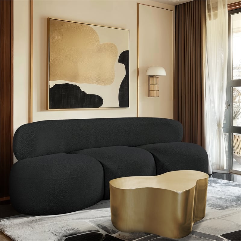 Pemberly Row Contemporary Black Boucle Fabric Sofa - 88.5