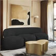 Pemberly Row Contemporary Black Boucle Fabric Sofa - 88.5