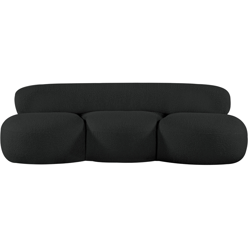 Pemberly Row Contemporary Black Boucle Fabric Sofa - 88.5