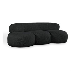 Pemberly Row Contemporary Black Boucle Fabric Sofa - 88.5&quotW x 36&quotD x 27.5&quotH