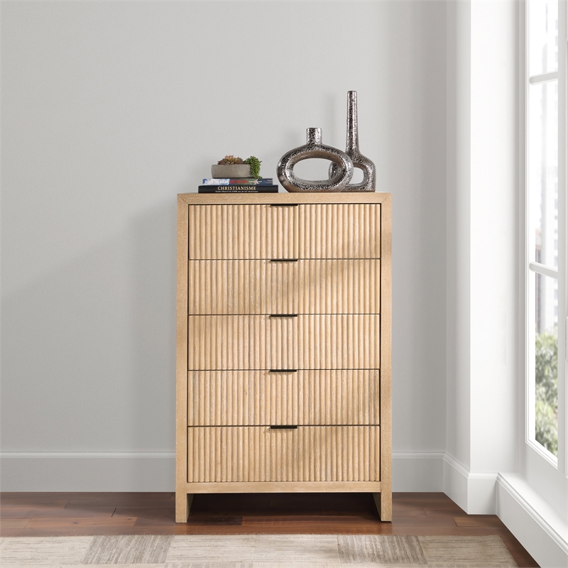 Pemberly Row Contemporary Natural Oak Veneer Chest - 32