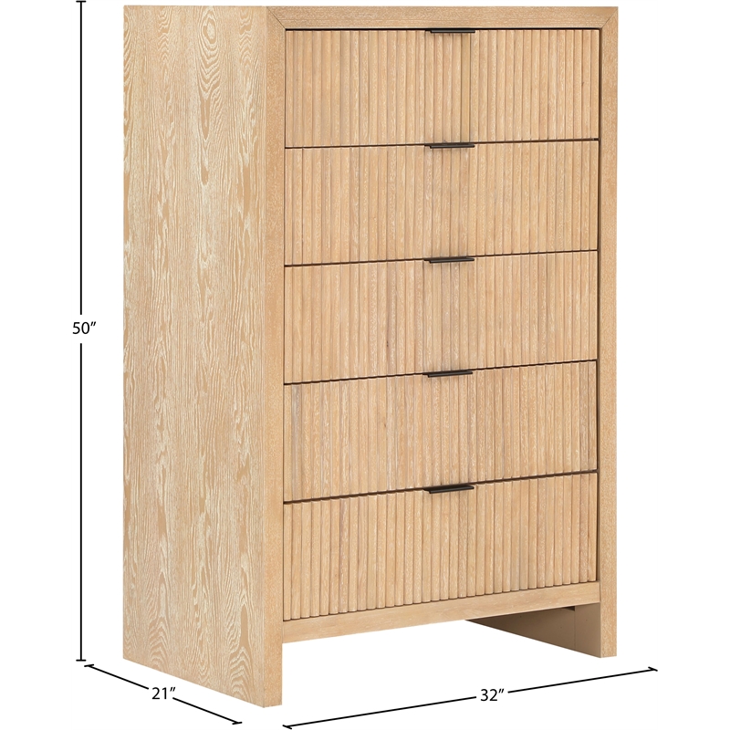 Pemberly Row Contemporary Natural Oak Veneer Chest - 32