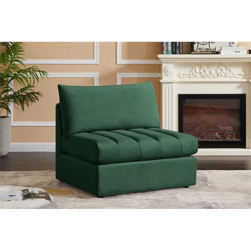 Pemberly Row Contemporary Soft Green Velvet Armless - 37