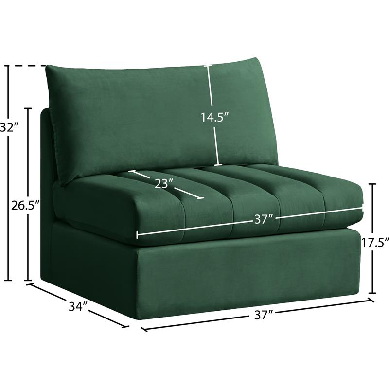Pemberly Row Contemporary Soft Green Velvet Armless - 37