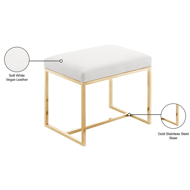 Pemberly Row Contemporary Soft Gold Ottoman / Stool - 22.5