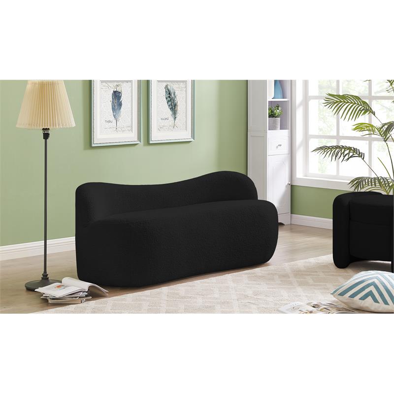 Pemberly Row Modern / Contemporary Black Boucle Fabric Bench