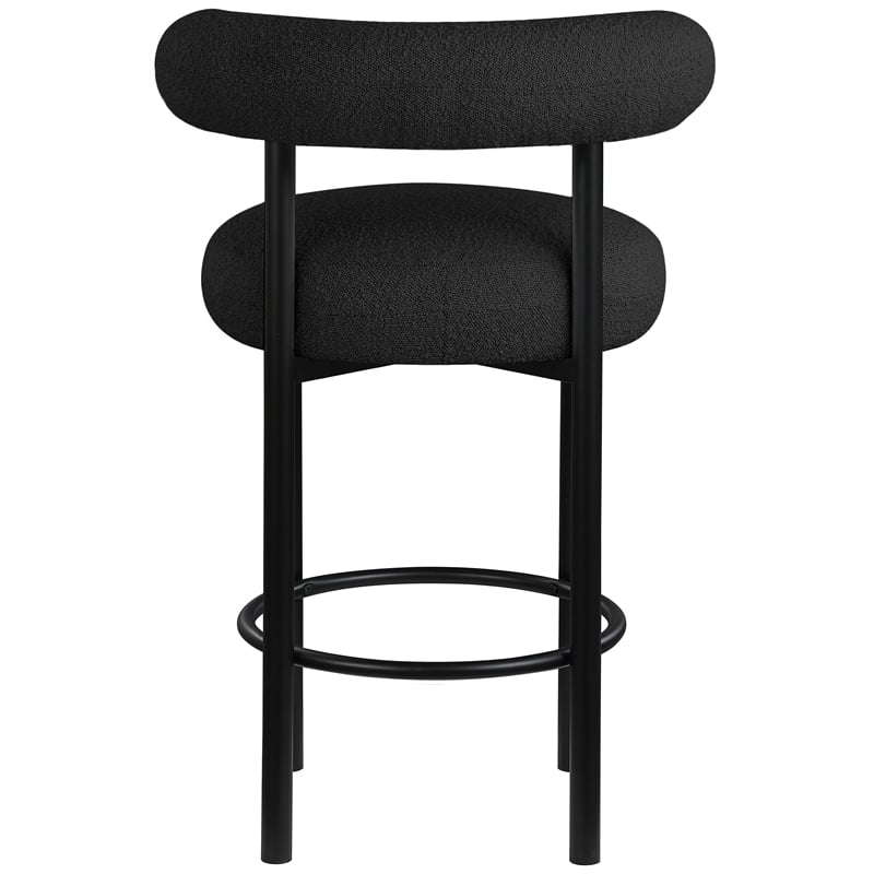 Pemberly Row Contemporary Black Boucle Fabric Stool - 23